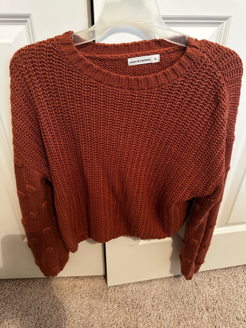 moon & madison Burnt Orange Chunky Crewneck Sweater